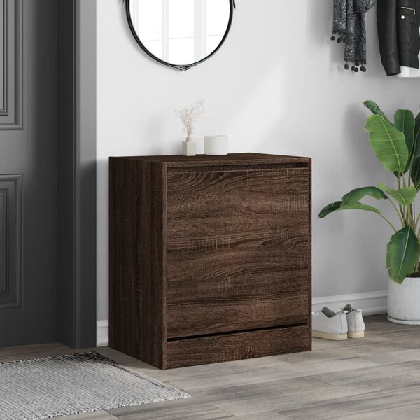 vidaXL Shoe Cabinet Brown Oak 60x42x69 cm Engineered Wood