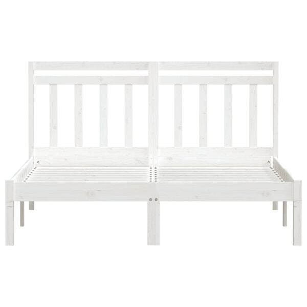 vidaXL Bed Frame without Mattress White King Size Solid Wood