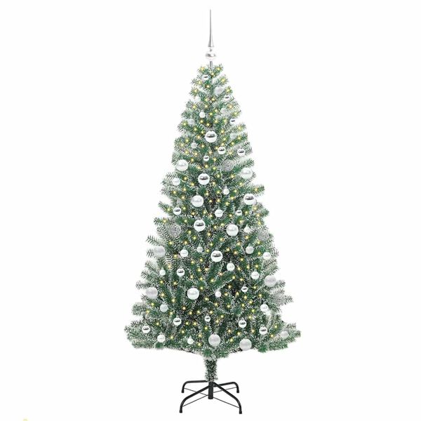 vidaXL Artificial Christmas Tree Snow Flocked with LED Light 180 cm