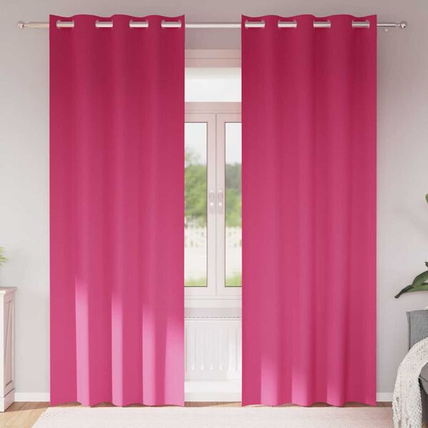 vidaXL Blackout Curtains with Rings 2 pcs Bright Pink 225 x 140 cm