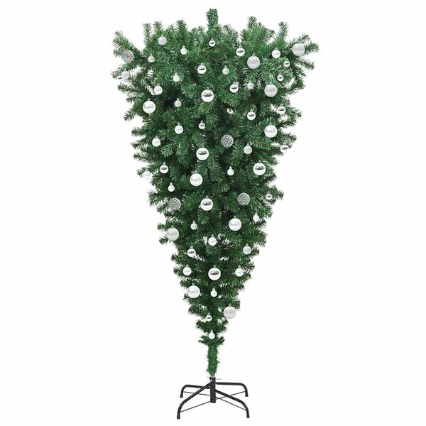 vidaXL Upside-down Artificial Pre-lit Christmas Tree with Ball Set PVC