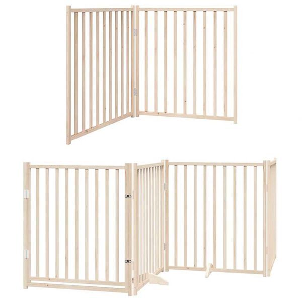vidaXL Dog Gate with Door Foldable 12 Panels 960 cm Poplar Wood