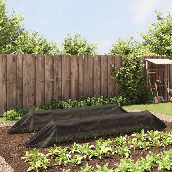 vidaXL Netting Tunnels 2 pcs Black Steel and Polyethylene