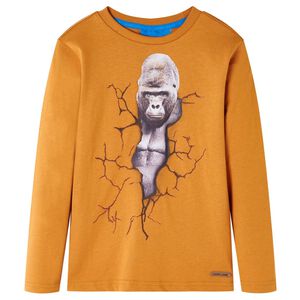 vidaXL Kids' T-shirt with Long Sleeves Dark Ochre 104