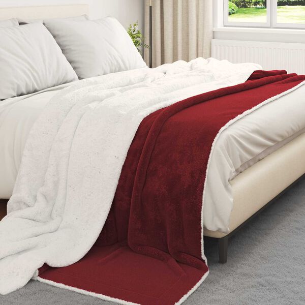 vidaXL Throw Blanket Bordeaux Red 240 x 270 cm Fleece