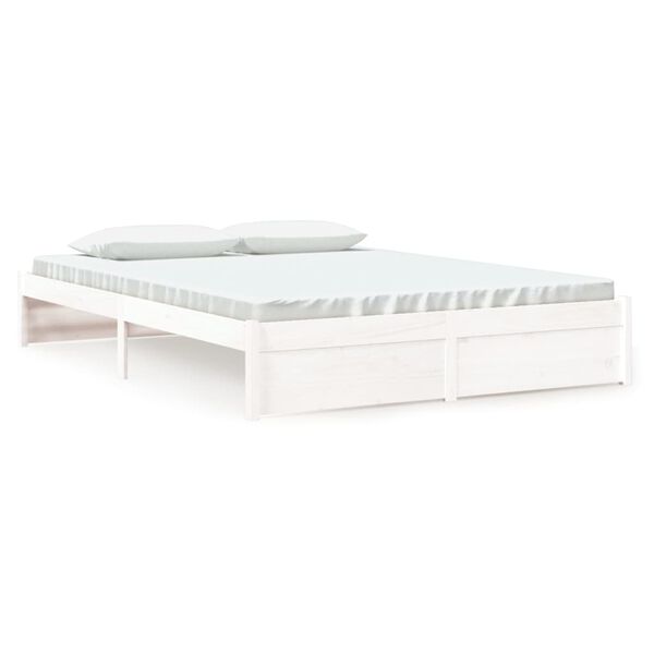 vidaXL Bed Frame without Mattress White Solid Wood 160x200 cm