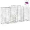 vidaXL Arched Gabion Baskets 8 pcs 300x50x140/160 cm Galvanised Iron