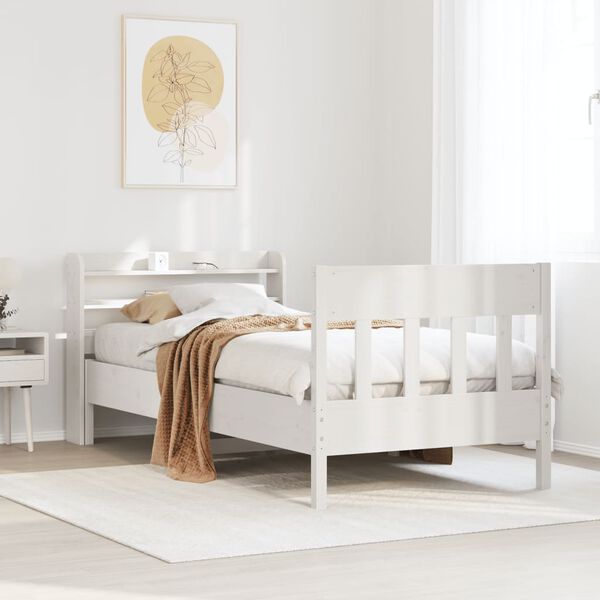 vidaXL Bed Frame without Mattress White 90x190 cm Single Solid Wood Pine