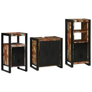 vidaXL Bathroom Furniture Set 3 pcs Multicolour and Black
