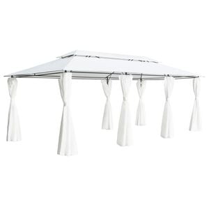 vidaXL Gazebo with Curtains 600x298x270 cm White 180g/m&sup2;