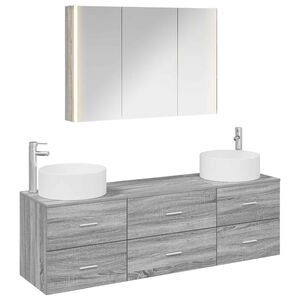 vidaXL Bathroom Furniture Set 4 pcs Grey Sonoma