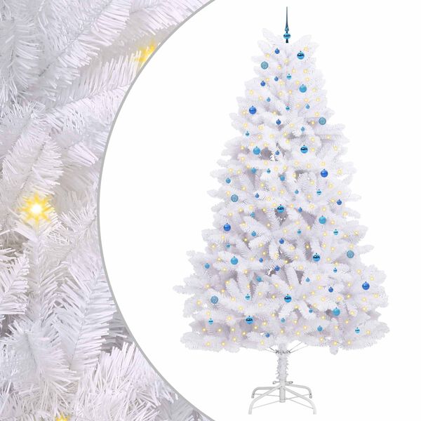 vidaXL Artificial Hinged Christmas Tree White 300 cm PVC and Steel