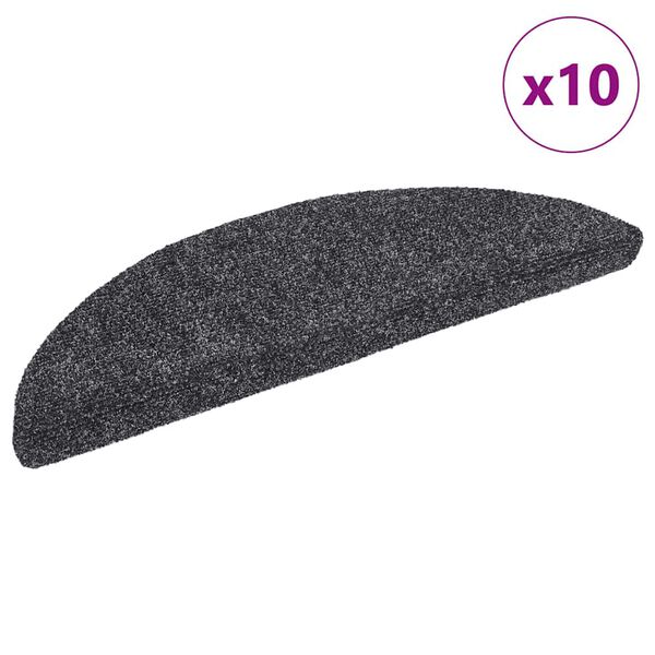 vidaXL Stair Mats Self-adhesive 10 pcs 56x17x3 cm Dark Grey Half Round