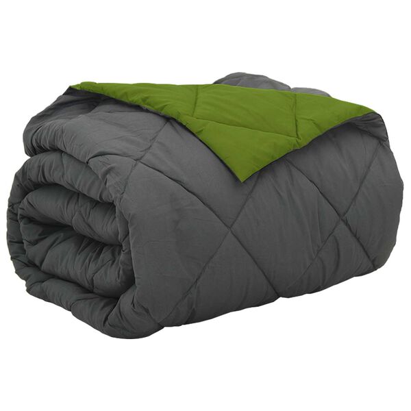 vidaXL Full Year Duvet Green and Anthracite 220 x 260 cm Microfiber