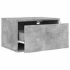 vidaXL Wall-mounted Bedside Cabinet with LED Lights Concrete Gery