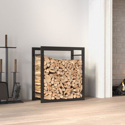 vidaXL Firewood Rack Matt Black 50x28x56 cm Steel