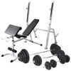 vidaXL Workout Bench with Weight Rack, Barbell and Dumbbell Set 120 kg