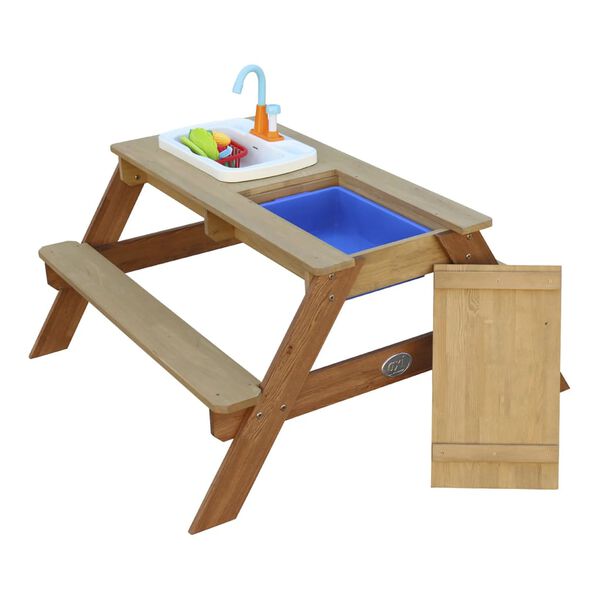AXI Sand and Water Picnic Table Emily with Play Kitchen Brown