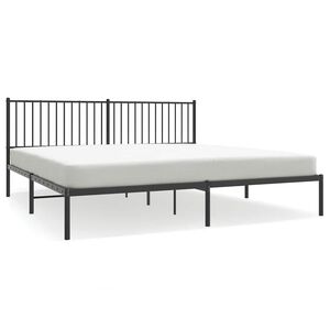 vidaXL Metal Bed Frame without Mattress with Headboard Black 193x203cm