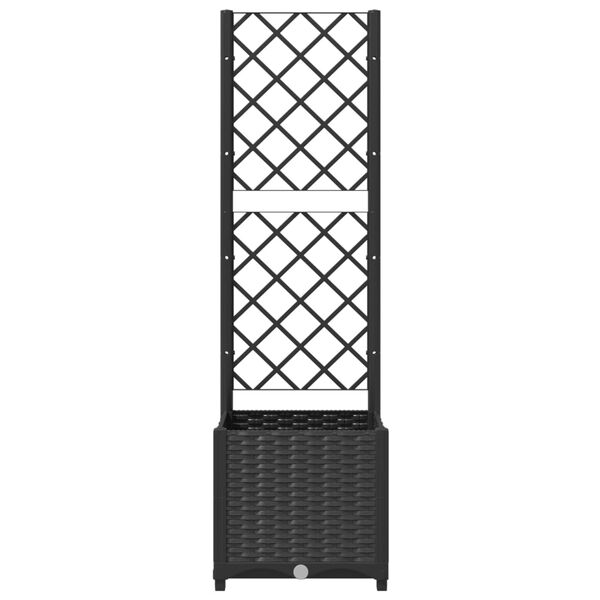 vidaXL Garden Planter with Trellis Black 40x40x136 cm PP