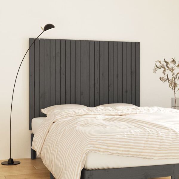 vidaXL Wall Headboard Grey 146.5x3x110 cm Solid Wood Pine