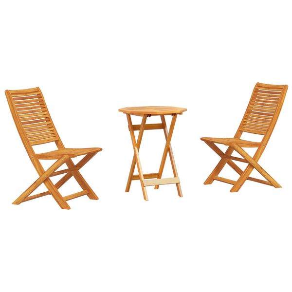 vidaXL Folding Bistro Set Folding 3 pcs Brown Solid acacia wood