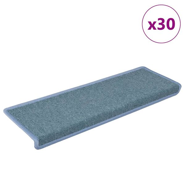 vidaXL Stair Mats 30 pcs 65x21x4 cm Sea Blue Rectangular Edge
