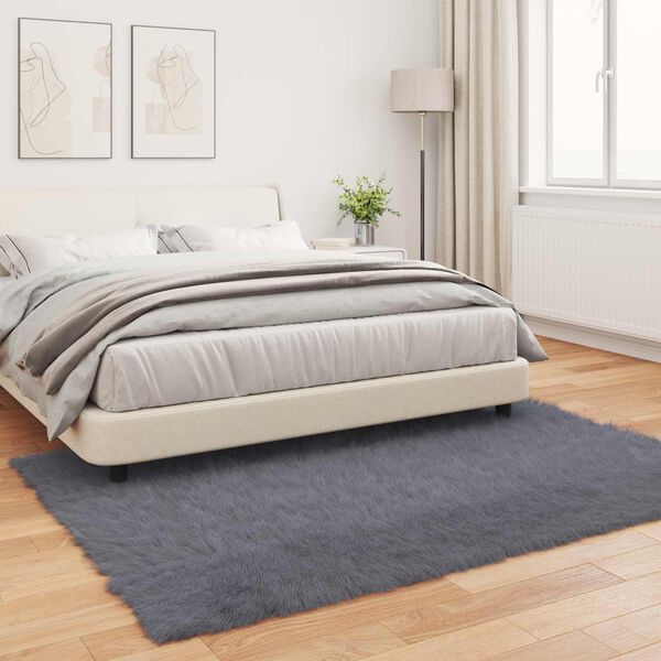 vidaXL Faux Sheepskin Rug Tafalla Anthracite 120 x 170 cm Polyester
