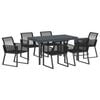 vidaXL Garden Dining Set 7 pcs Black Poly Rattan