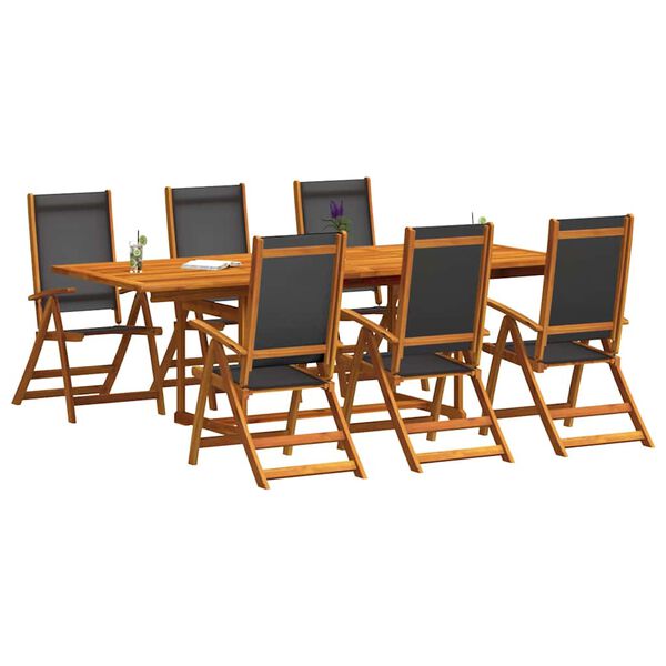 vidaXL 7 Piece Garden Dining Set Solid Wood Acacia and Textilene