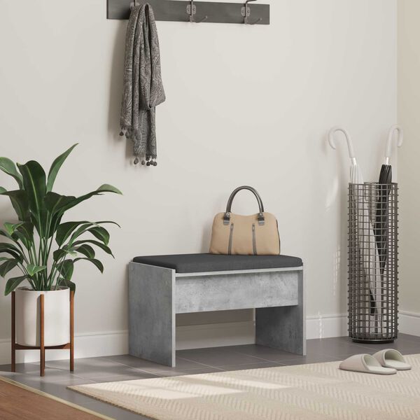 vidaXL Hall Bench with Cushion Concrete Grey 63 x 38 x 40 cm