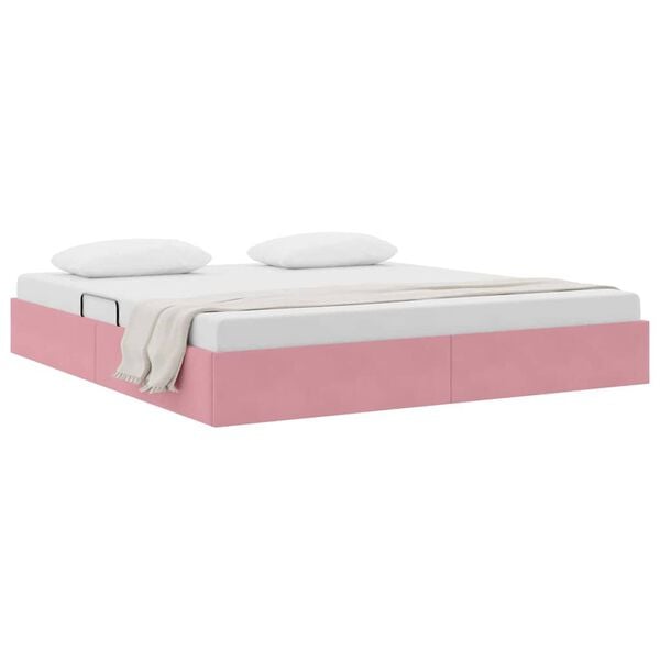vidaXL Storage Bed with Mattress with Storage Pink 160 x 200 cm Velvet