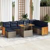vidaXL 11 Piece Garden Sofa Set with Cushions Grey Poly Rattan Acacia
