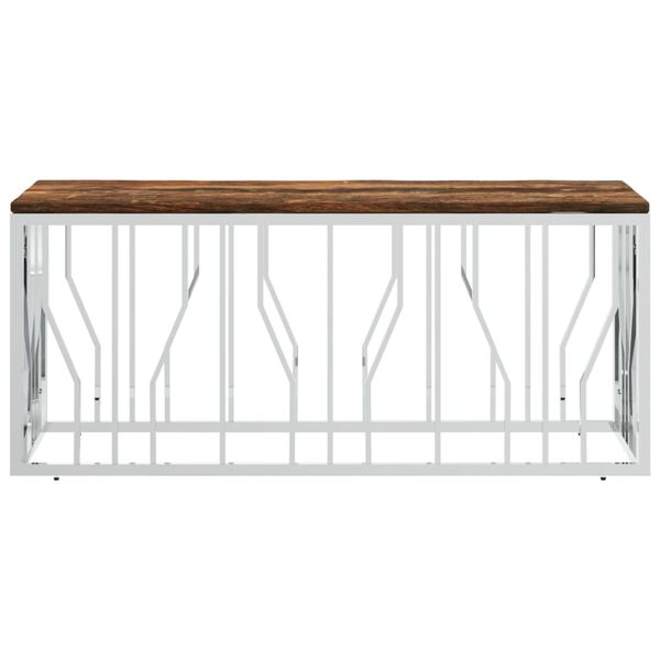 vidaXL Coffee Table Stainless Steel and Solid Wood Reclaimed