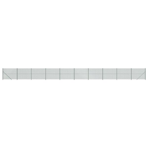 vidaXL Chain Link Fence with Flange Green 1.4x25 m