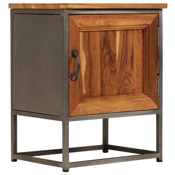 vidaXL Bedside Cabinet Recycled Teak and Steel 40x30x50 cm