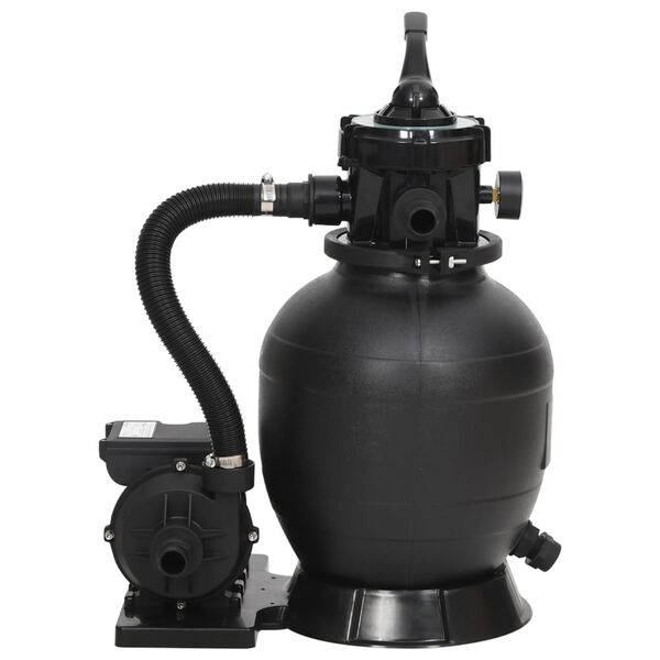 vidaXL Pool Sand Filter with 6-Way Valve Black