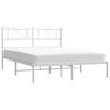 vidaXL Metal Bed Frame without Mattress with Headboard White 160x200cm