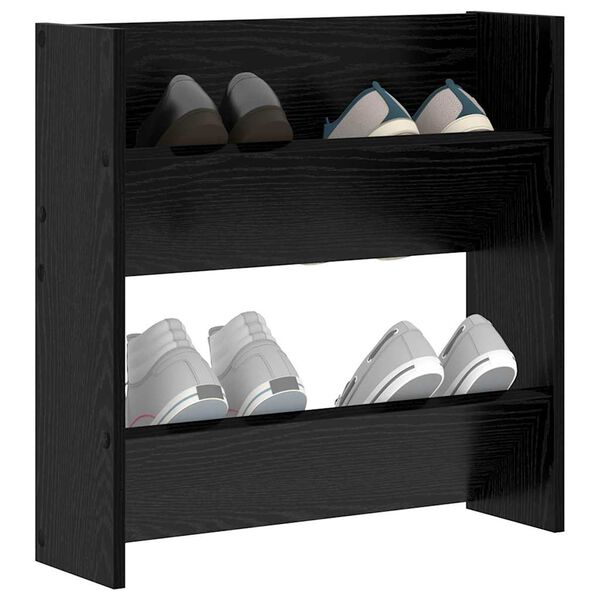 vidaXL Shoe Cabinet Black Oak 60 x 18 x 60 cm Engineered Wood