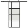 vidaXL Sliding Door with Hardware Set Black 90x205 cm Tempered Glass