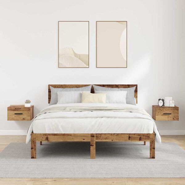 vidaXL Bedside Cabinet 2 pcs Old Wood 35 x 35 x 20 cm Engineered Wood