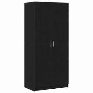 vidaXL Wardrobe with Door Black Oak 80 x 50.5 x 180 cm Engineered Wood