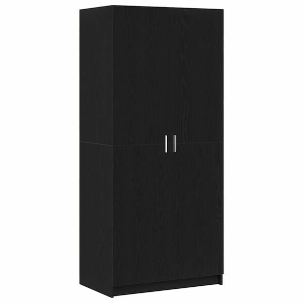 vidaXL Wardrobe with Door Black Oak 80 x 50.5 x 180 cm Engineered Wood