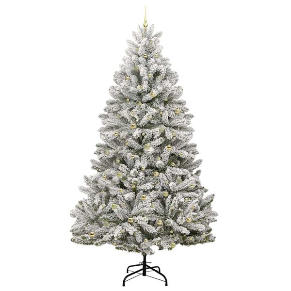 vidaXL Artificial Christmas Tree Green and White 270 cm PVC and Metal