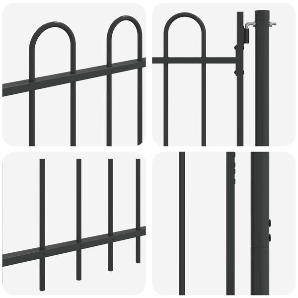 vidaXL Fence Gate with Lock Grey 103 x 175 cm Powder-Coated Steel