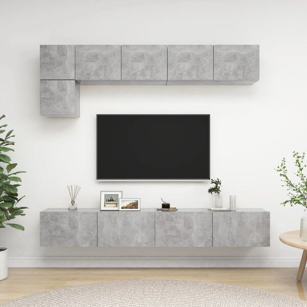 vidaXL 5 Piece TV Cabinet Set Concrete Grey Engineered Wood