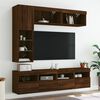 vidaXL 7 Piece TV Wall Cabinet Set with LED Lights Brown Oak