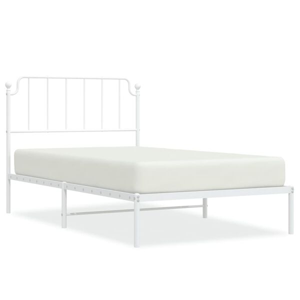 vidaXL Metal Bed Frame without Mattress with Headboard White 107x203cm