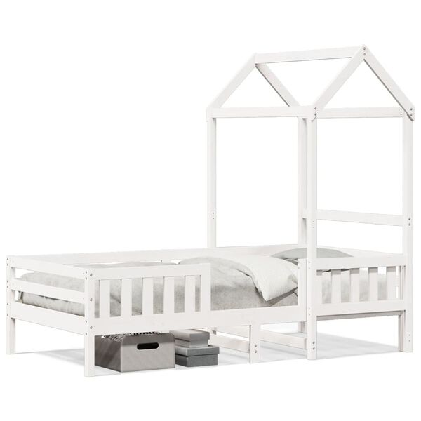 vidaXL Bed Frame with Roof without Mattress White 75x190 cm Small Single