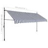 vidaXL Manual Retractable Awning with LED 350 cm Blue and White